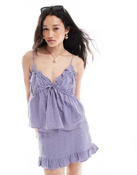 ASOS DESIGN broderie cami top in lilac (part of a set) - view 1
