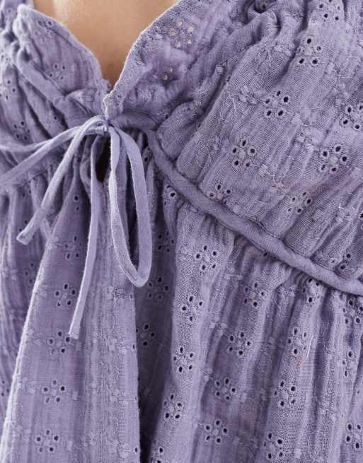 ASOS DESIGN broderie cami top in lilac (part of a set), 4 of 4