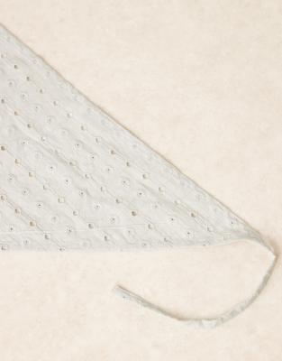 Asos Design Broderie Frill Edge Headscarf In Gray