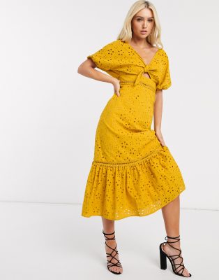 yellow broderie dress