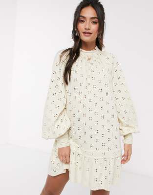 cream smock dress