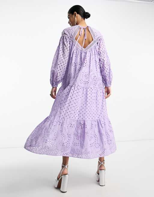 Asos design broderie maxi tea dress sale