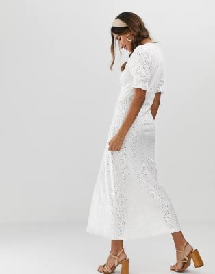 asos design broderie maxi tea dress