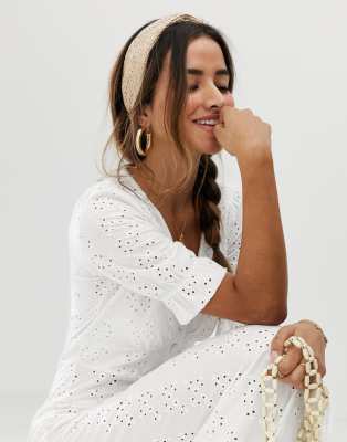 asos design broderie maxi tea dress