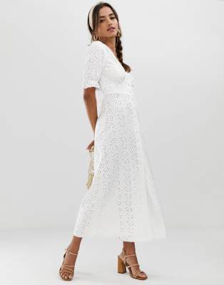 asos design broderie maxi tea dress