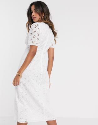 white broderie dress asos