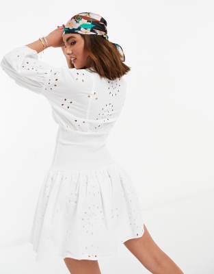 ASOS DESIGN broderie mini shirt dress 
