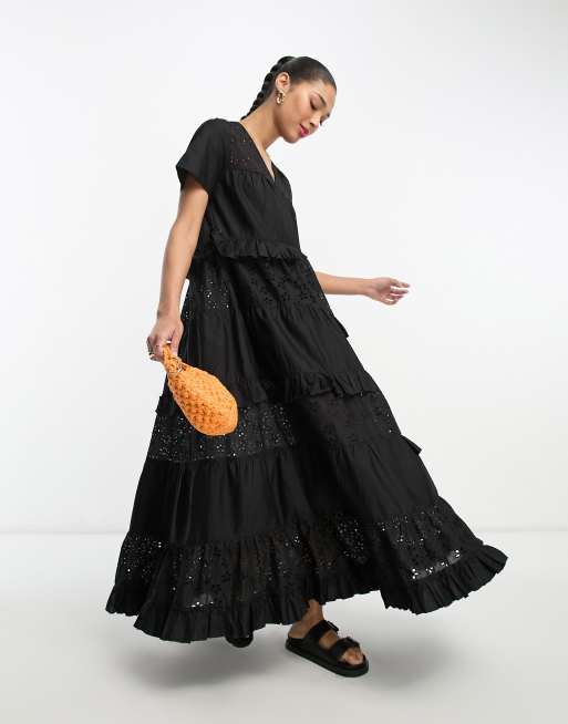 Black Cotton Maxi Dress