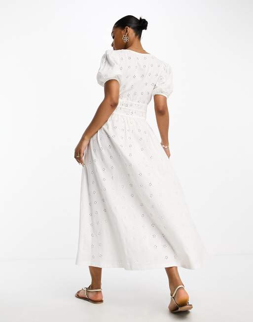 Asos design broderie outlet maxi tea dress