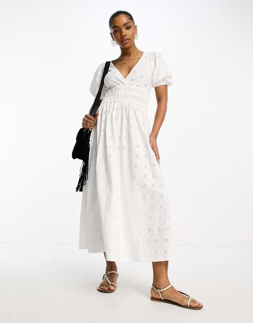 Zara white 2024 broderie dress