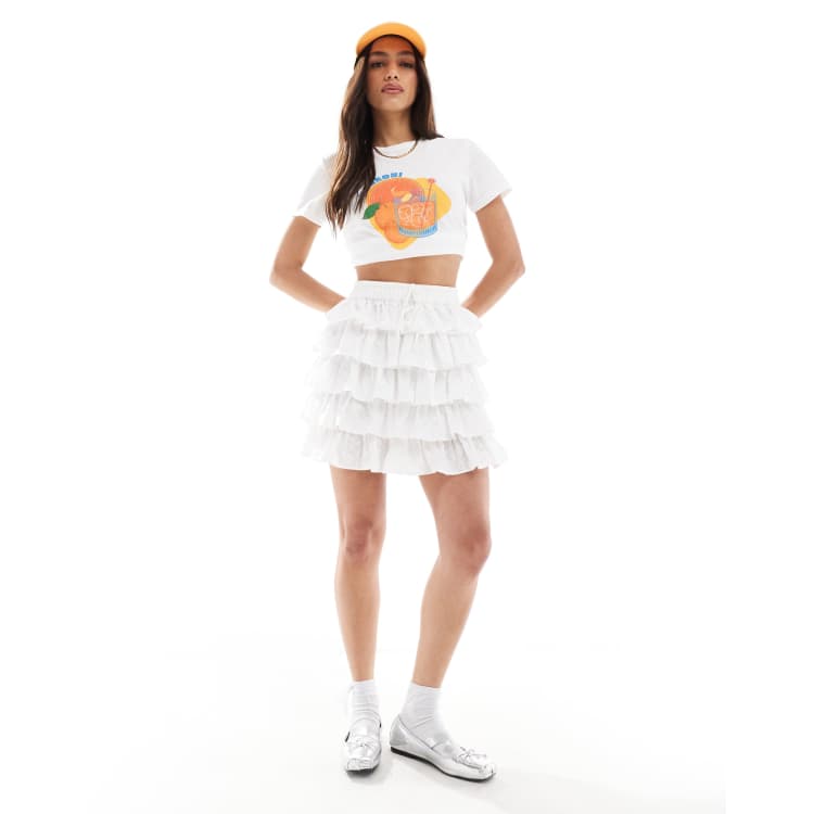 ASOS DESIGN broderie rara mini skirt in white | ASOS