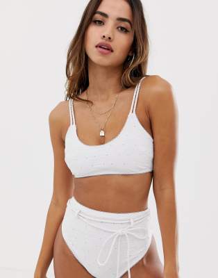 white swim crop top