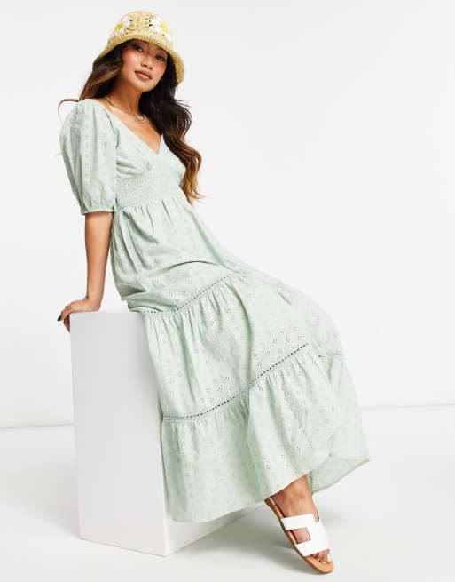 Asos broderie maxi dress online