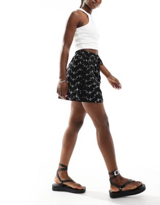 Asos Design Broderie Shorts With Tie Pockets In Multi