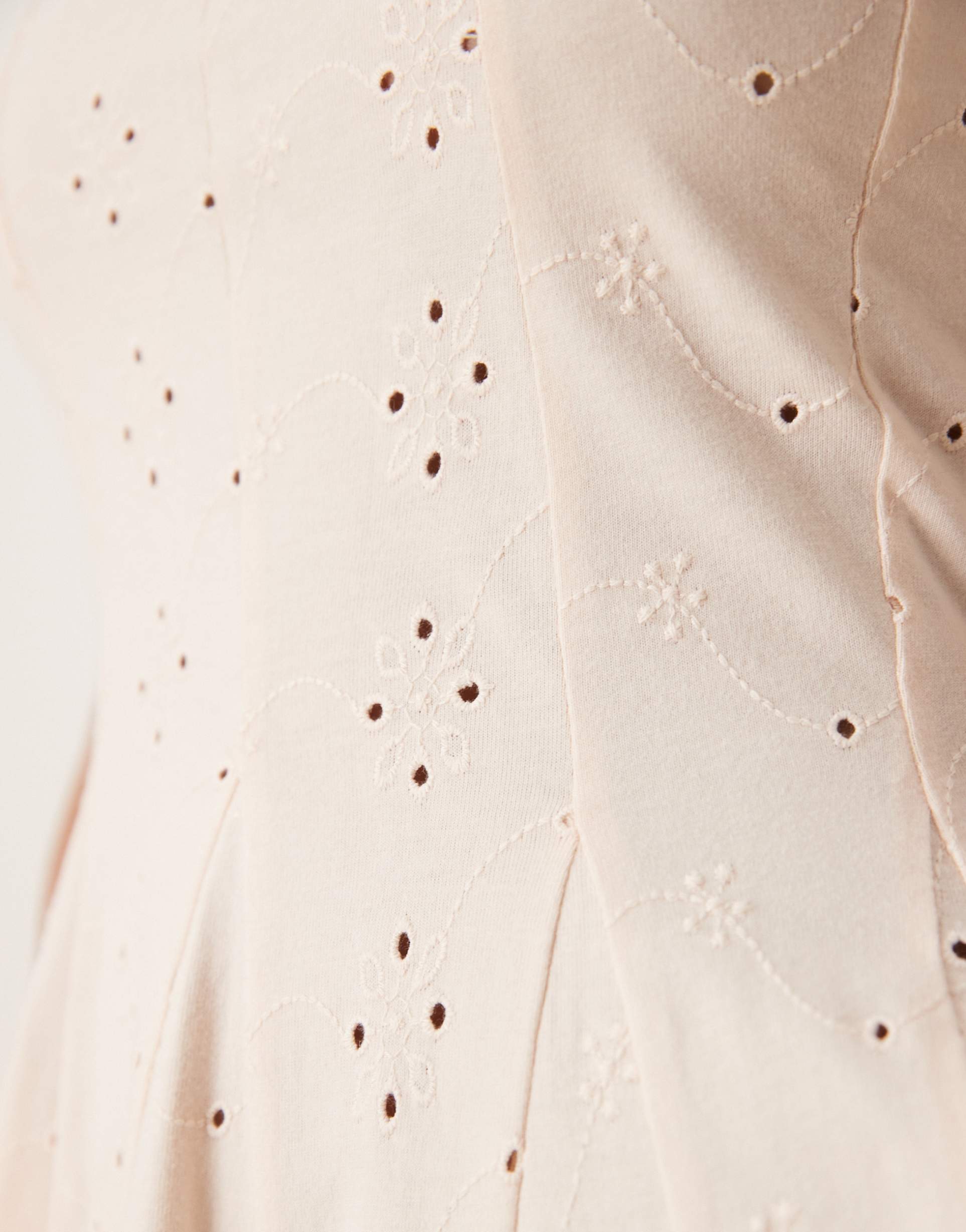 asos design broderie square neck godet mini dress in cream