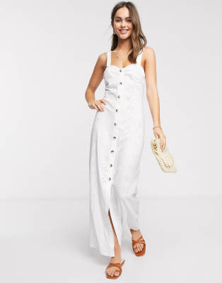 white button maxi dress