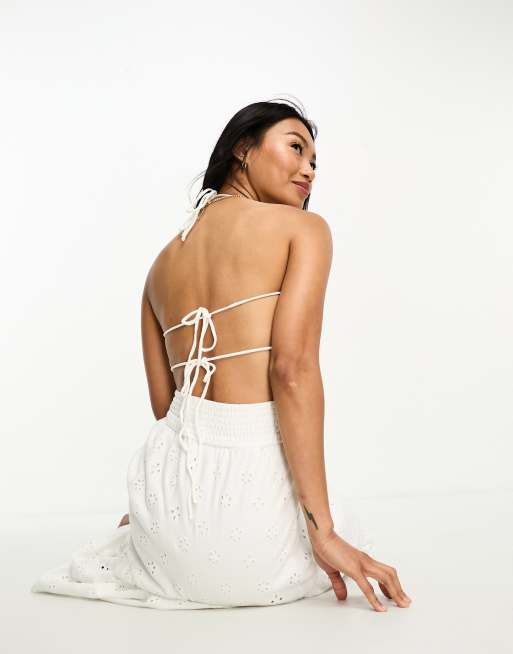 Asos white hotsell backless dress