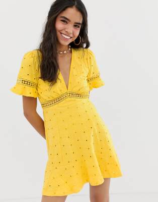 asos design broderie maxi tea dress