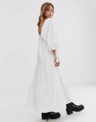 asos edition broderie dress with maxi skirt overlay