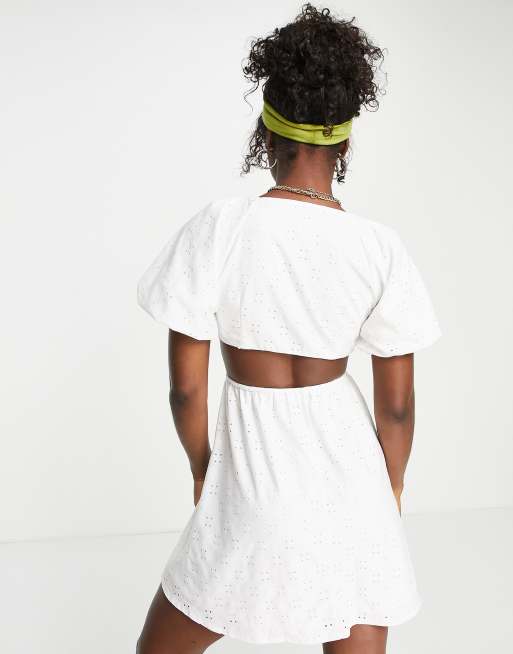 white cut out dress asos ASOS DESIGN long sleeve cut out super thigh high split maxi dress in white