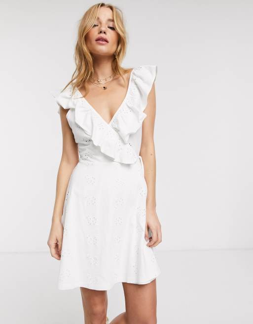 White wrap 2025 frill dress