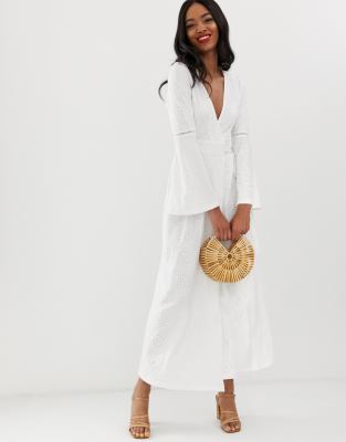 white broderie wrap dress