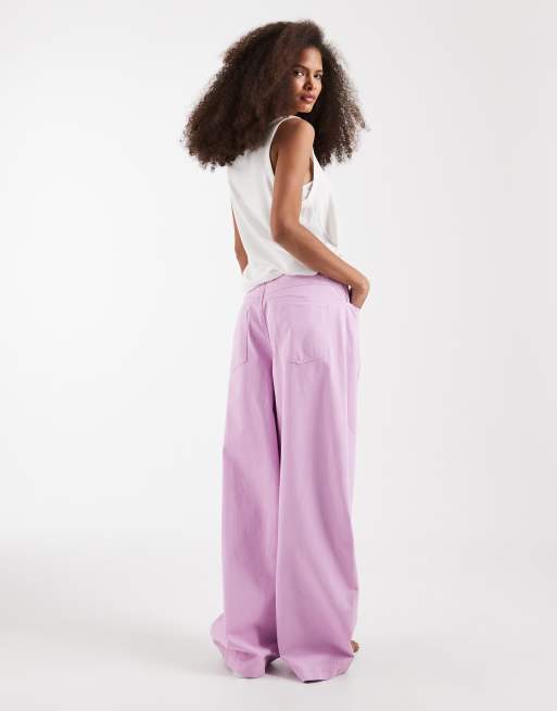 ASOS DESIGN - Broek met ballonpijpen en gewassen effect in lila, 2 van 5