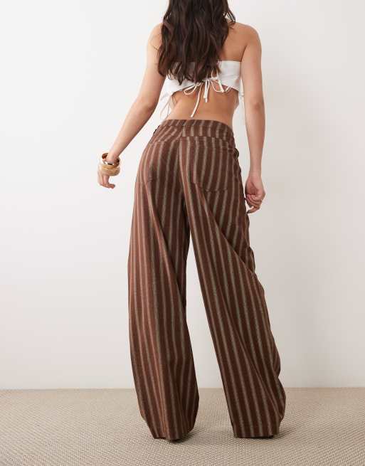 ASOS DESIGN - Broek met ballonpijpen en strepen in chocoladebruin, 5 van 5