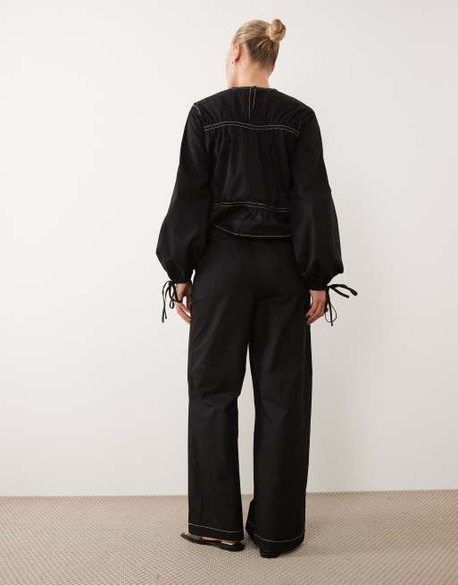 ASOS DESIGN - Broek met contrasterende stiksels in zwart, deel van co-ord set, 4 van 5