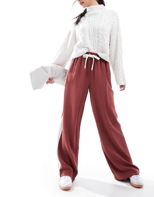 ASOS DESIGN - Broek met elastische taille en contrasterend inzetstuk in terracotta, 4 van 5
