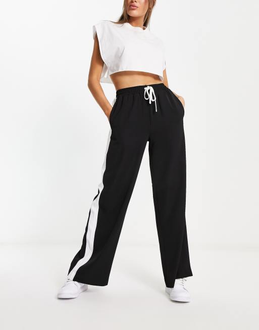 ASOS DESIGN - Broek met elastische taille en contrasterend inzetstuk in zwart, 3 van 4