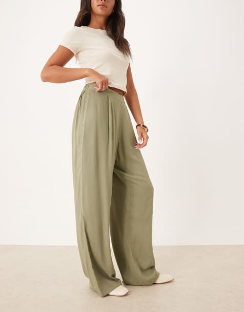 ASOS DESIGN - Broek met elastische taille in olijfgroen - view 1