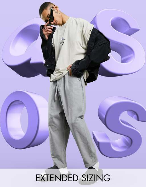 ASOS DESIGN - Broek met laag kruis van lichte stof in antraciet