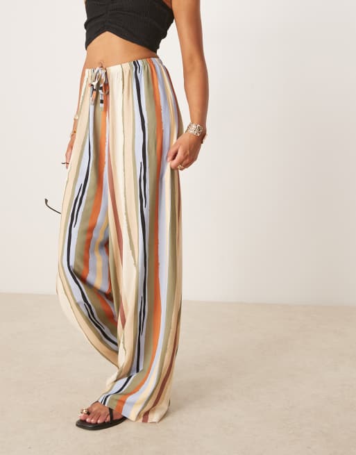 ASOS DESIGN - Broek met linnenlook en elastische taille in veelkleurige strepen, 5 van 5