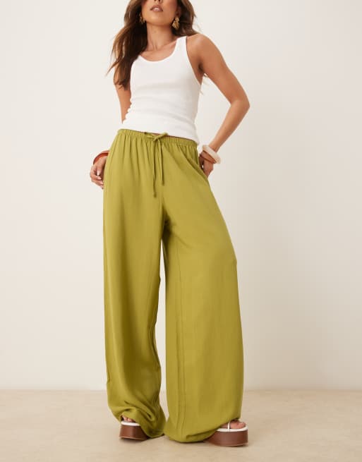 ASOS DESIGN - Broek met linnenlook en elastische taille