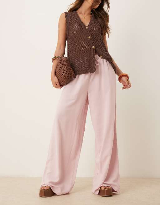 ASOS DESIGN - Broek met linnenlook en elastische taille