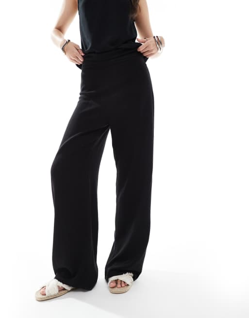 ASOS DESIGN - Broek met linnenlook in zwart, deel van co-ord set, 2 van 5