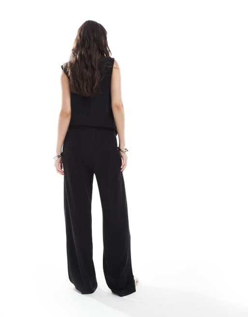 ASOS DESIGN - Broek met linnenlook in zwart, deel van co-ord set, 4 van 5