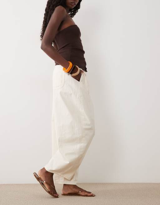 ASOS DESIGN broek met naaddetail en ballonpijpen in stone, 2 van 5