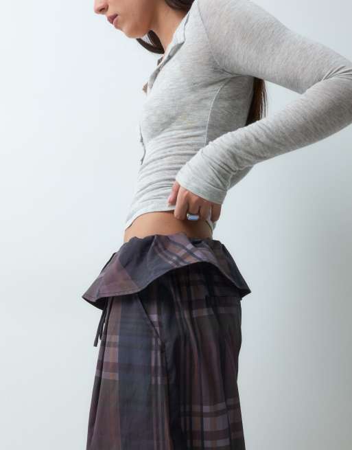 ASOS DESIGN broek met omgeslagen taille-detail in geruit, 4 van 5