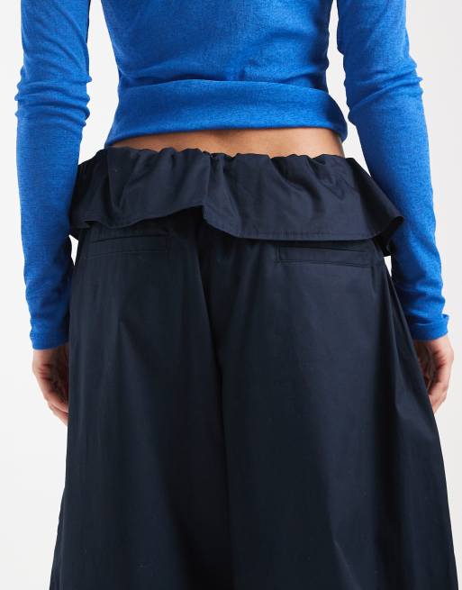 ASOS DESIGN - Broek met omgeslagen taille in marineblauw, 4 van 5