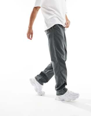 ASOS DESIGN - Broek met rechte pijpen en elastische taille in antraciet