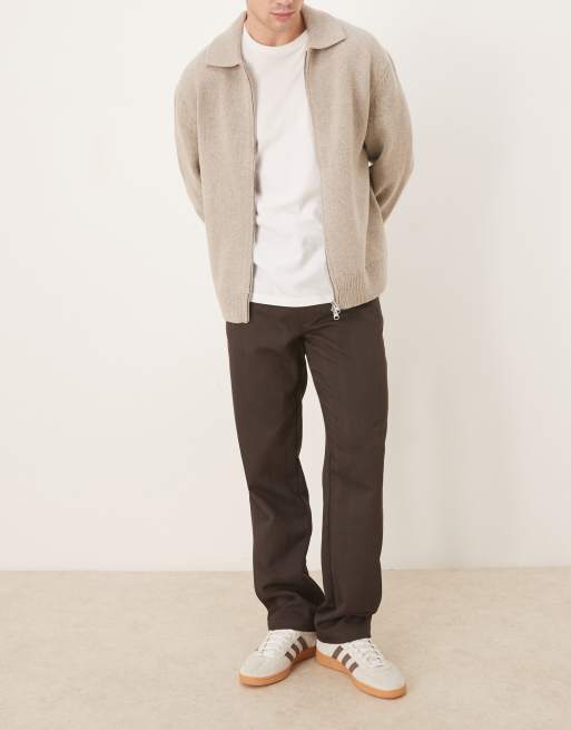 ASOS DESIGN - Broek met rechte pijpen en wollook in bruin, 2 van 5