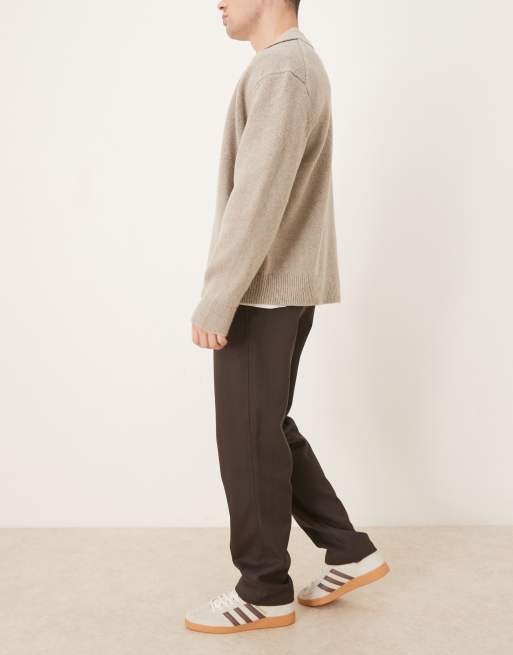ASOS DESIGN - Broek met rechte pijpen en wollook in bruin, 3 van 5