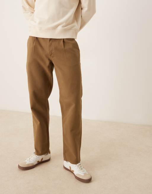 ASOS DESIGN - Broek met rechte pijpen in kaki met plooien, 3 van 5