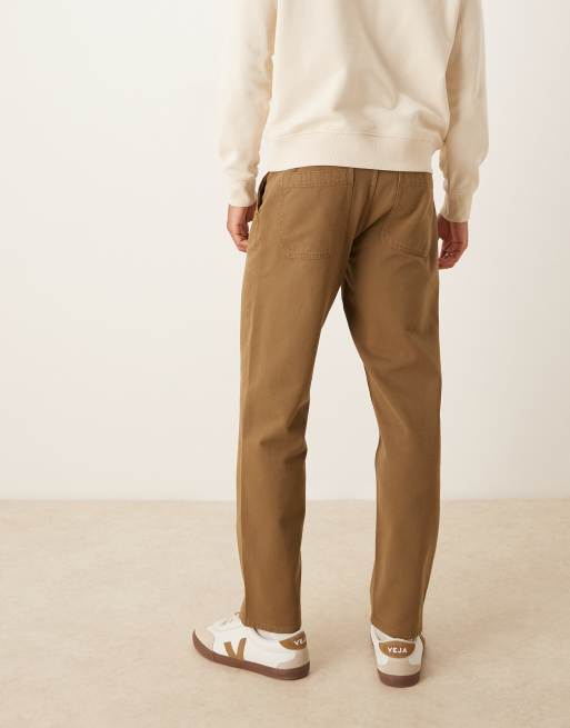 ASOS DESIGN - Broek met rechte pijpen in kaki met plooien, 4 van 5