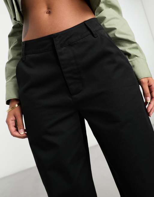 ASOS DESIGN - Broek met structuur en wijde, rechte pijpen in zwart, 3 van 4