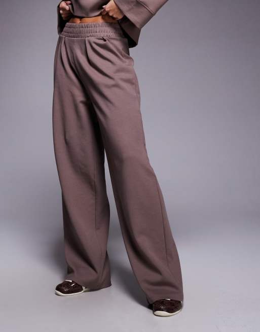 ASOS DESIGN - Broek met superwijde pijpen en interlocknaden in taupe, 3 van 5