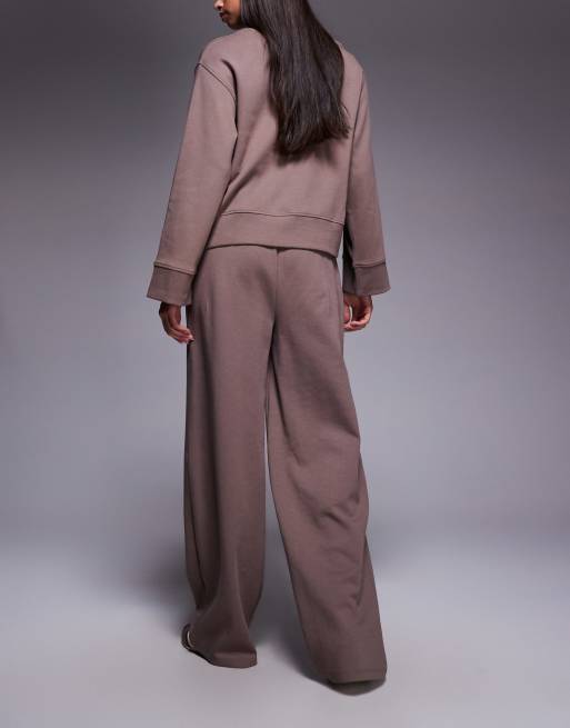 ASOS DESIGN - Broek met superwijde pijpen en interlocknaden in taupe, 5 van 5