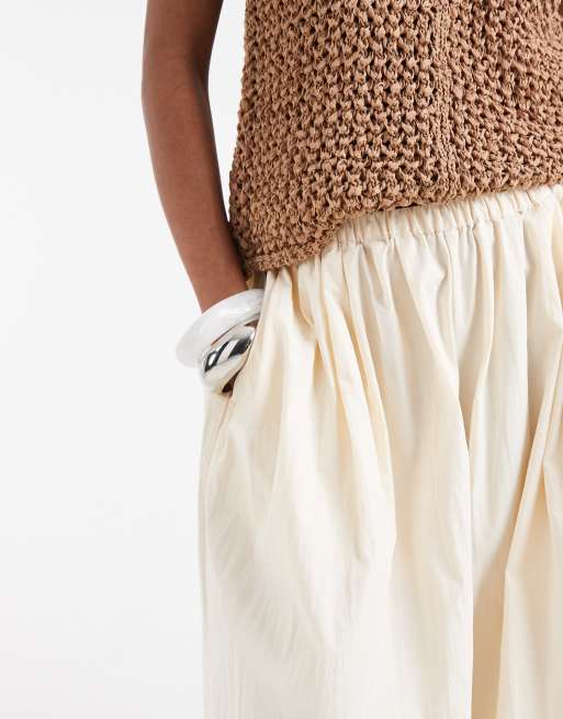 ASOS DESIGN - Broek met superwijde pijpen in crème, 4 van 7